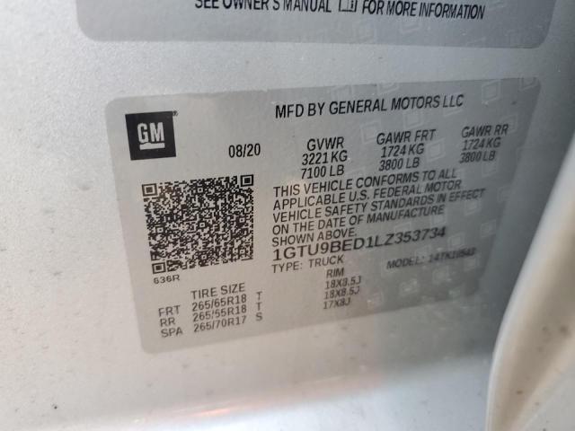 1GTU9BED1LZ353734 GMC Sierra K1500 Sle