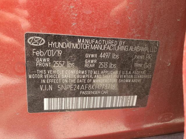 5NPE24AF8KH773718 Hyundai SONATA SE