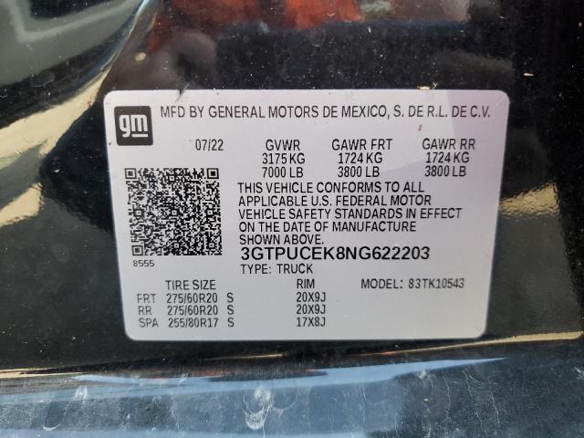 3GTPUCEK8NG622203 GMC Sierra K1500 Elevation