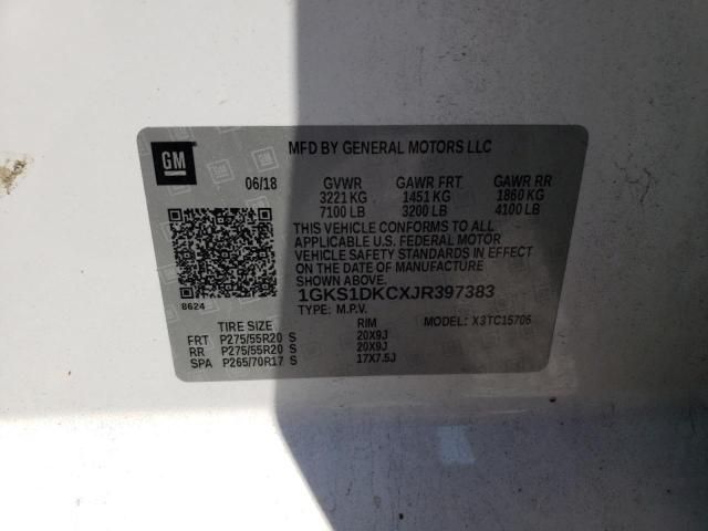 1GKS1DKCXJR397383 GMC YUKON SLT