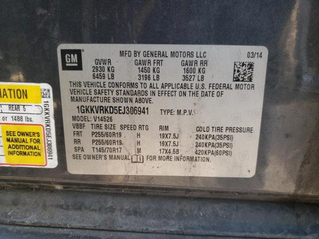 1GKKVRKD5EJ306941 GMC Acadia Slt-1