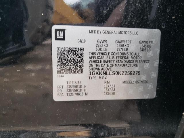 1GKKNLLS0KZ259275 GMC ACADIA SLE