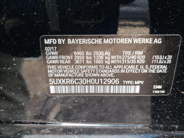 5UXKR6C30H0U12906 BMW X5 Xdrive50i