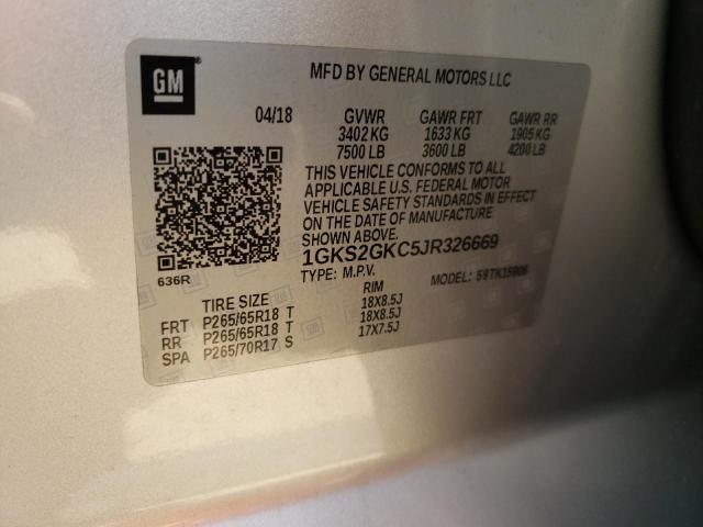 1GKS2GKC5JR326669 GMC Yukon Xl K1500 Slt