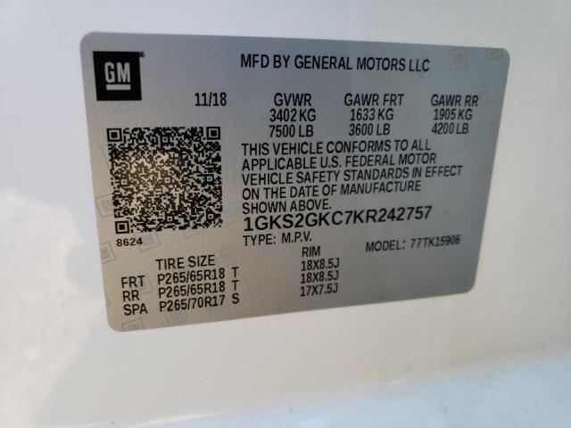 1GKS2GKC7KR242757 GMC Yukon Xl K1500 Slt