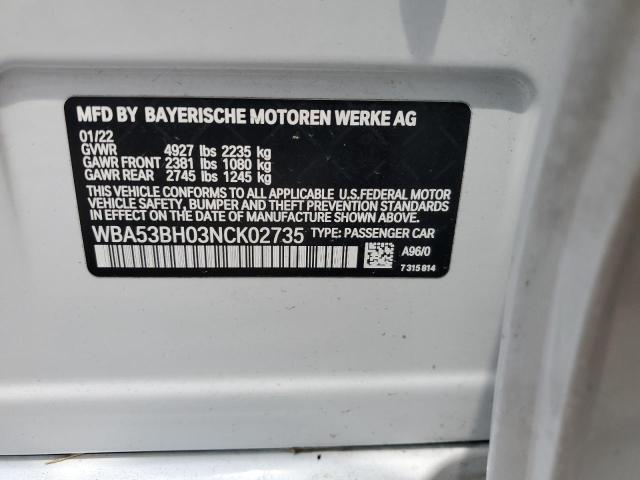 WBA53BH03NCK02735 BMW 530 I