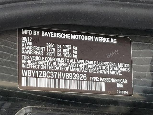 WBY1Z8C37HV893926 BMW I3 REX
