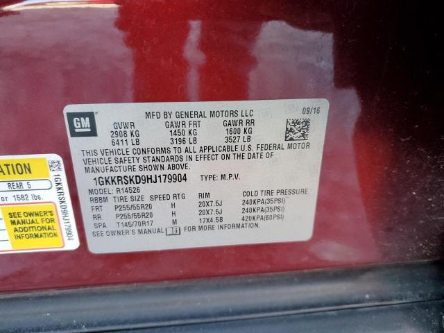 1GKKRSKD9HJ179904 GMC Acadia Limited Slt-2
