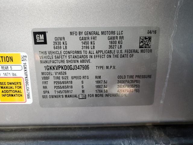 1GKKVPKD0GJ347906 GMC ACADIA SLE