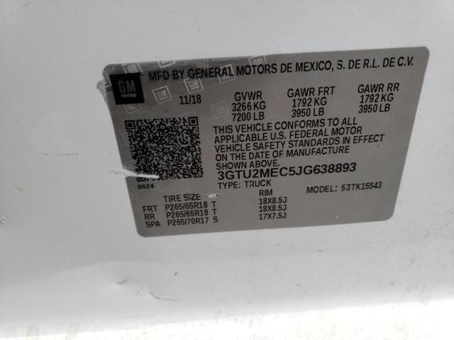 3GTU2MEC5JG638893 GMC Sierra K1500 Sle