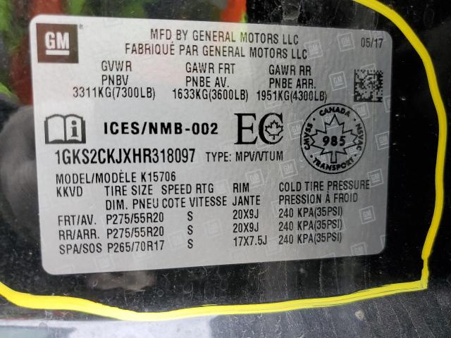 1GKS2CKJXHR318097 GMC YUKON DENALI