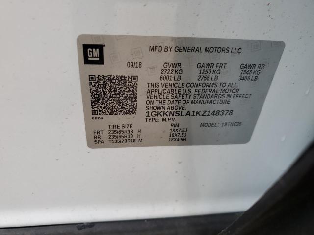 1GKKNSLA1KZ148378 GMC ACADIA SLE