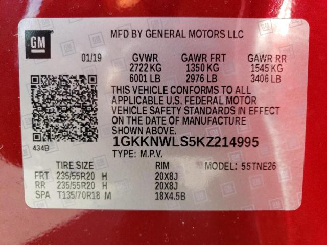 1GKKNWLS5KZ214995 GMC Acadia Slt-2