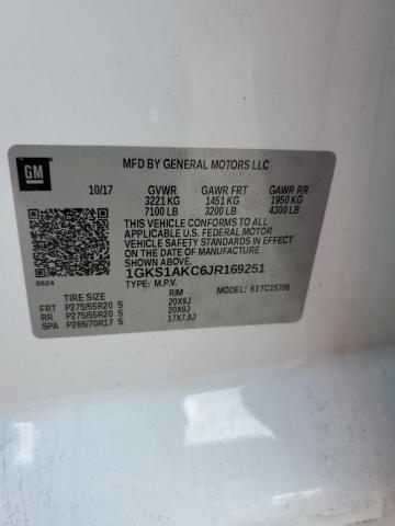1GKS1AKC6JR169251 GMC YUKON SLE
