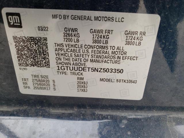 1GTUUDET5NZ503350 GMC Sierra K1500 Slt