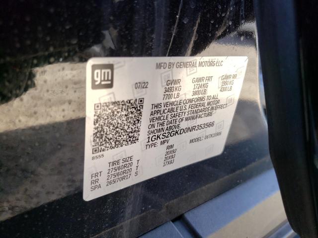 1GKS2GKD0NR353566 GMC Yukon Xl K1500 Slt