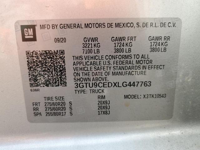 3GTU9CEDXLG447763 GMC Sierra K1500 Elevation