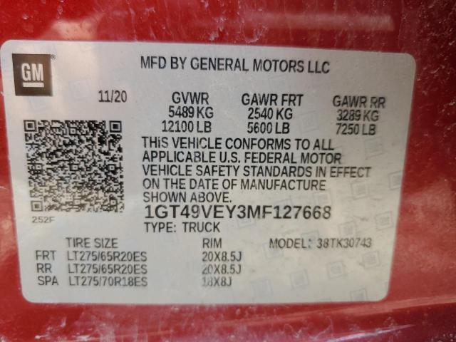 1GT49VEY3MF127668 GMC Sierra K3500 At4