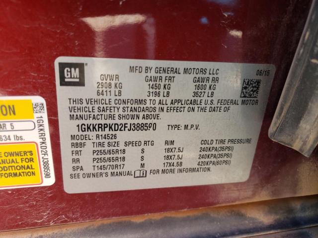1GKKRPKD2FJ388590 GMC ACADIA SLE