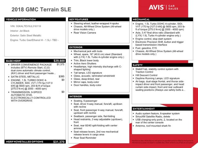 3GKALTEV9JL316118 GMC Terrain Sle