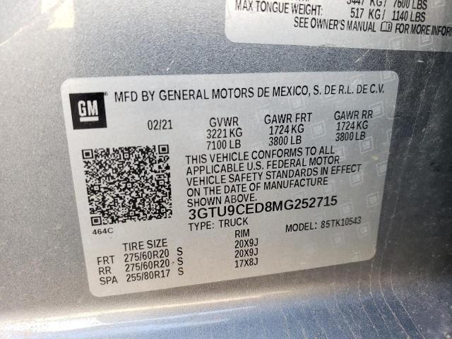 3GTU9CED8MG252715 GMC Sierra K1500 Elevation