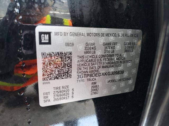 3GTP8DEDXKG309838 GMC Sierra C1500 Slt