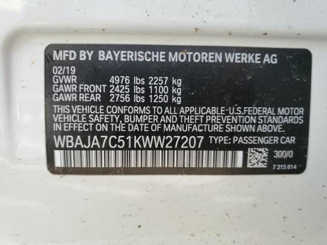 WBAJA7C51KWW27207 BMW 530 XI