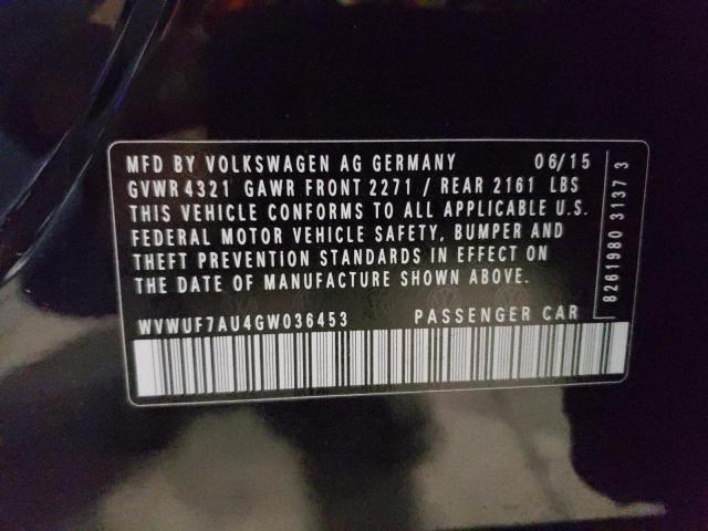 WVWUF7AU4GW036453 Volkswagen 2016