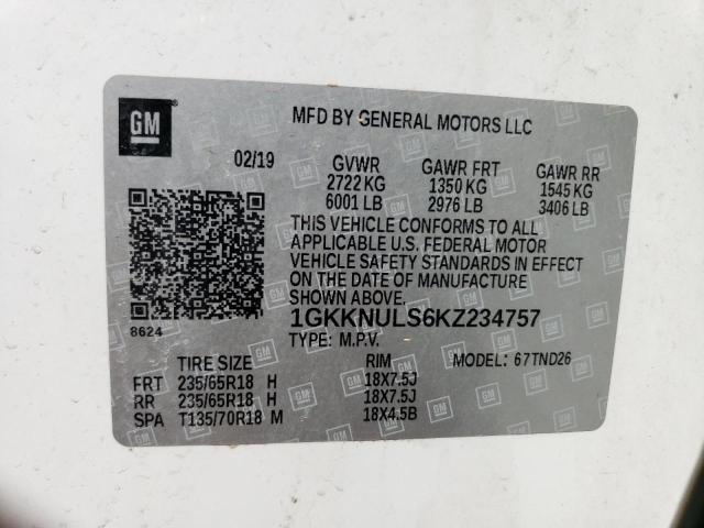 1GKKNULS6KZ234757 GMC Acadia Slt-1