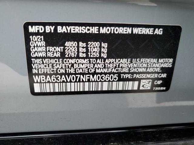 WBA63AV07NFM03605 BMW 430i Gran Coupe