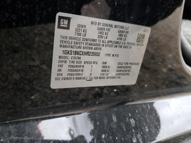 1GKS1BKCXHR235932 GMC YUKON SLT