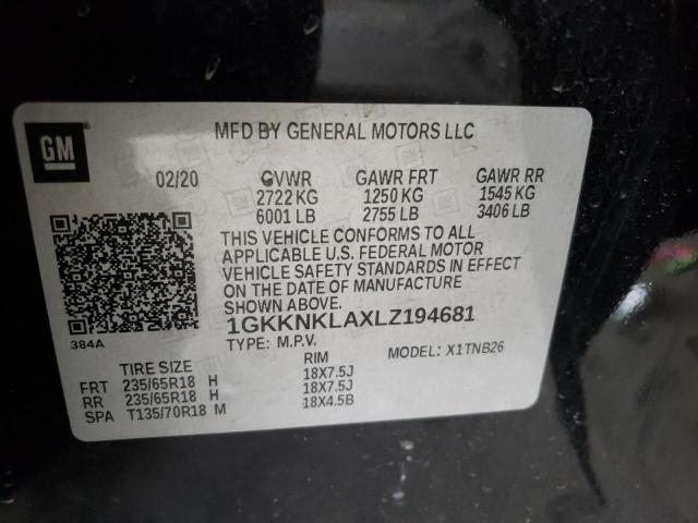 1GKKNKLAXLZ194681 GMC ACADIA SLE