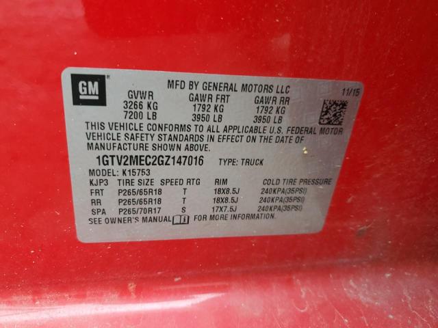1GTV2MEC2GZ147016 GMC Sierra K1500 Sle