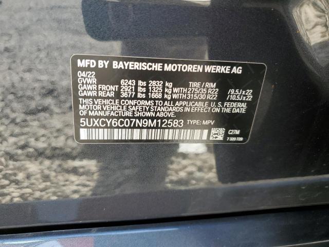 5UXCY6C07N9M12583 BMW X6 Xdrive40i