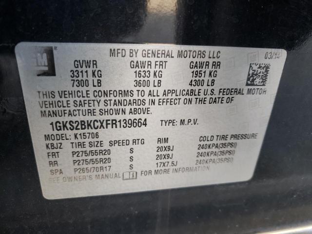 1GKS2BKCXFR139664 GMC YUKON SLT