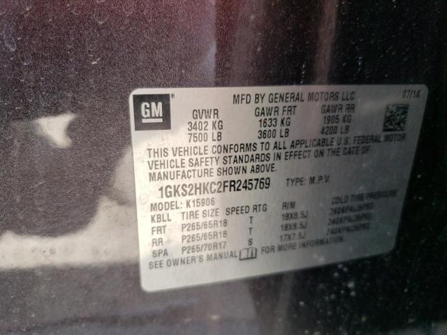 1GKS2HKC2FR245769 GMC Yukon Xl K1500 Slt