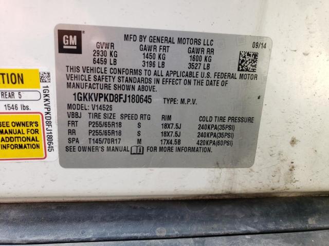 1GKKVPKD8FJ180645 GMC ACADIA SLE