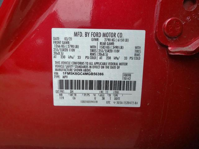 1FM5K8GC4MGB56386 Ford Explorer St