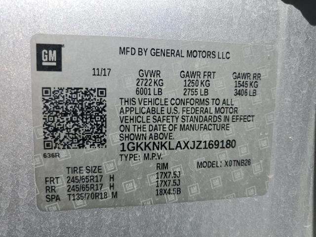 1GKKNKLAXJZ169180 GMC ACADIA SLE
