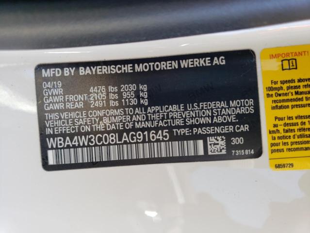 WBA4W3C08LAG91645 BMW 430I