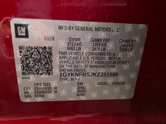 1GYKNFRS2KZ251595 Cadillac Xt5 Premium Luxury