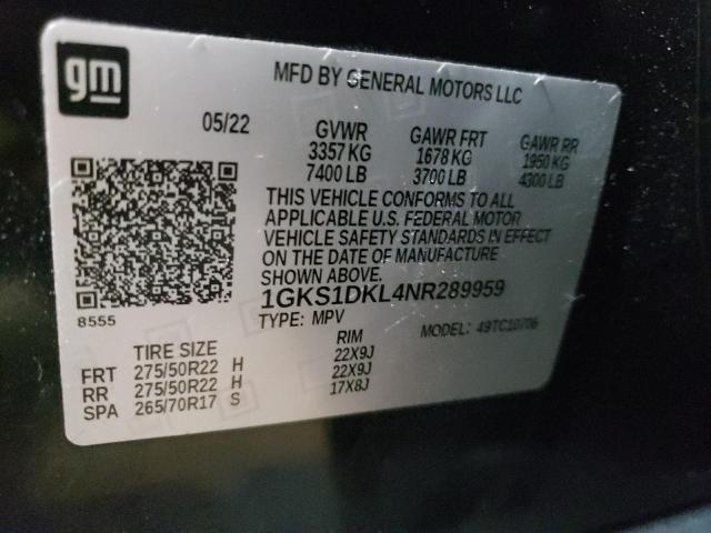 1GKS1DKL4NR289959 GMC YUKON DENALI