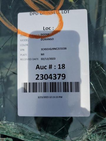1C4SDJGJ9NC215156 Dodge Durango Srt 392
