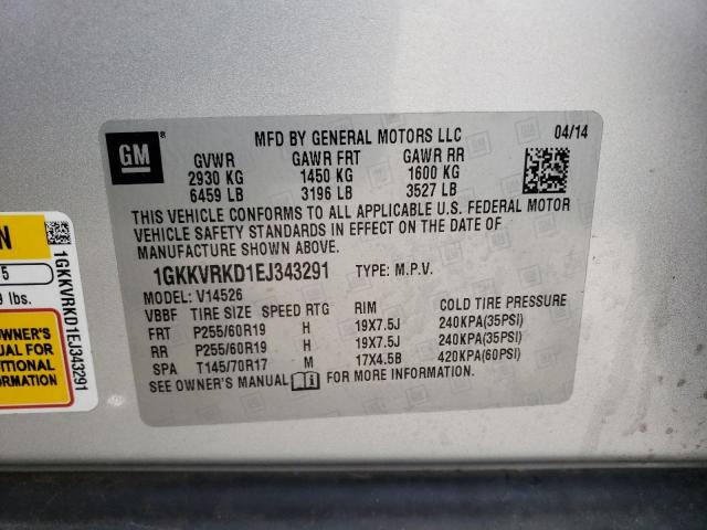 1GKKVRKD1EJ343291 GMC Acadia Slt-1