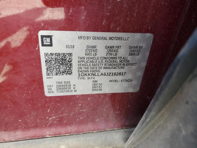 1GKKNLLA6JZ192817 GMC ACADIA SLE