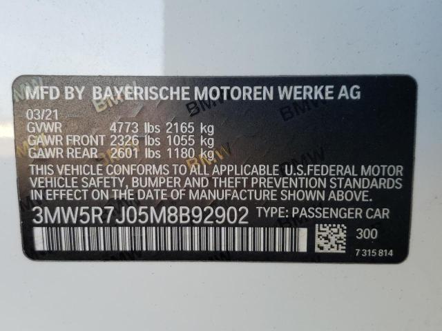 3MW5R7J05M8B92902 BMW 330XI