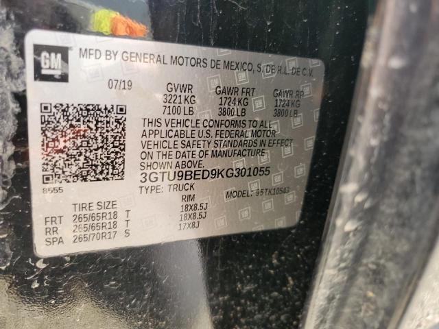 3GTU9BED9KG301055 GMC Sierra K1500 Sle