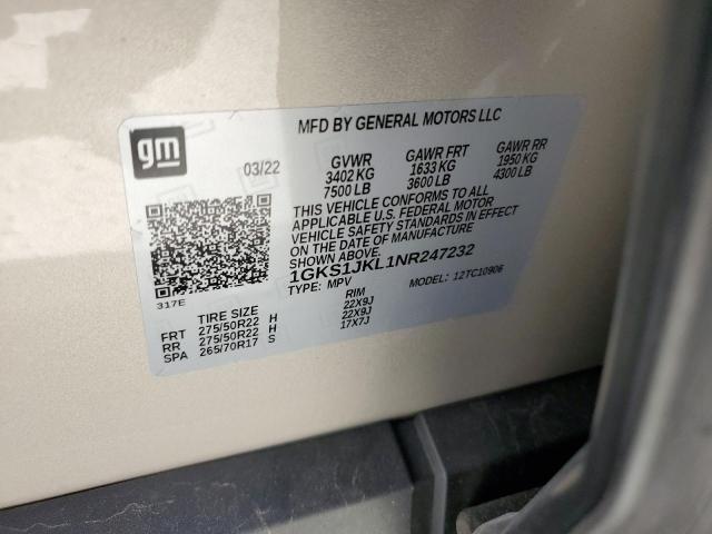 1GKS1JKL1NR247232 GMC YUKON XL DENALI
