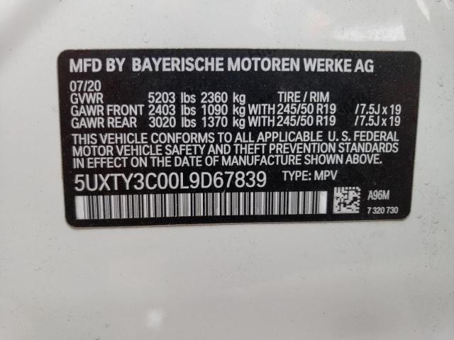 5UXTY3C00L9D67839 BMW X3 Sdrive30i