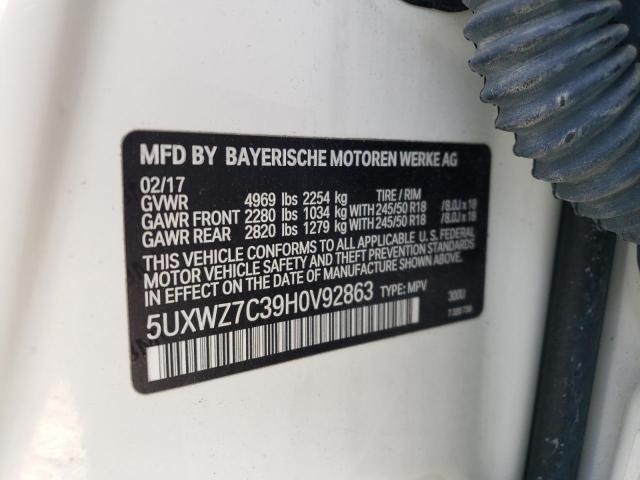 5UXWZ7C39H0V92863 BMW X3 Sdrive28i